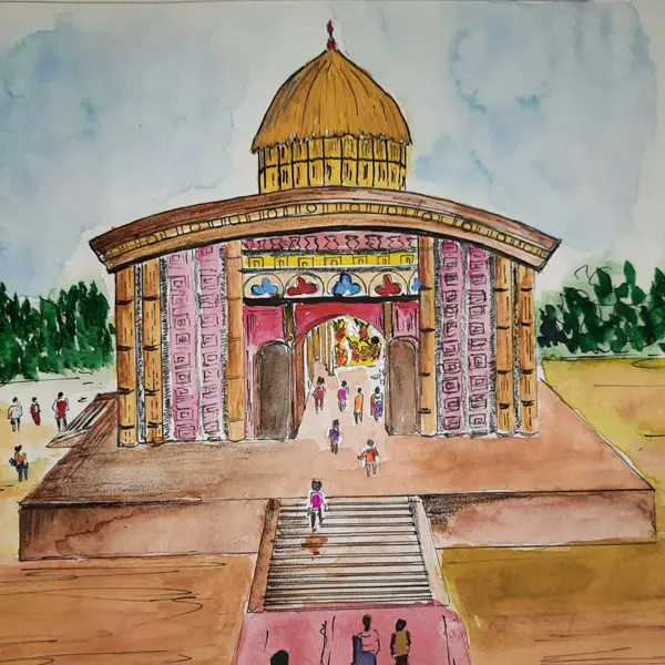 Temple In Banaras | Watercolor Painting by Shiva Pandey | Exotic India Art
