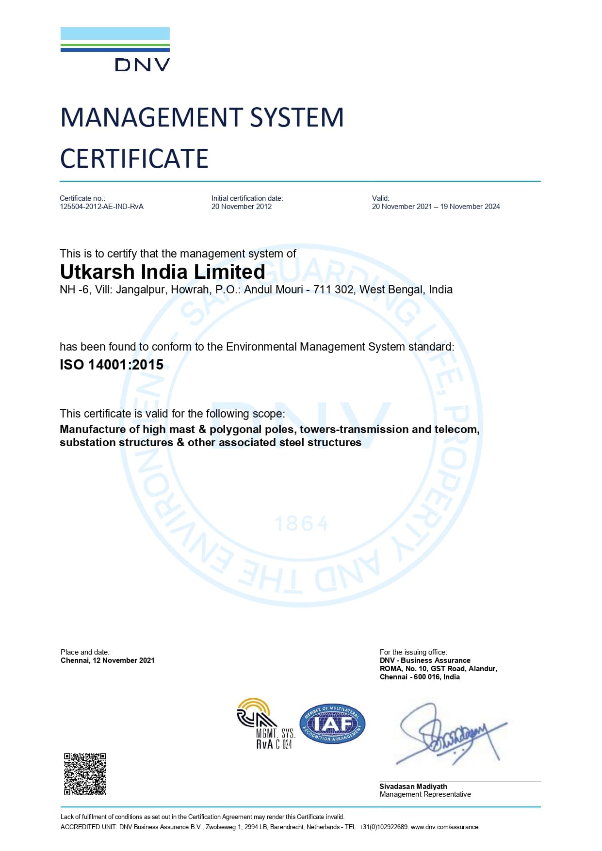 Management System CertificateISO-14001-2015