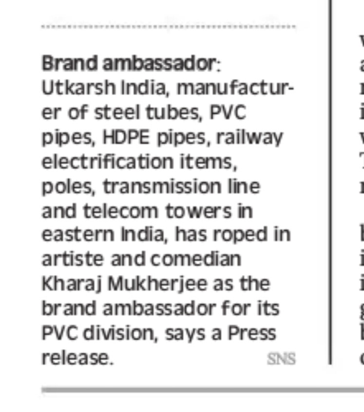 Kharaj Mukherjee Becomes Brand Ambassador for Utkarsh India